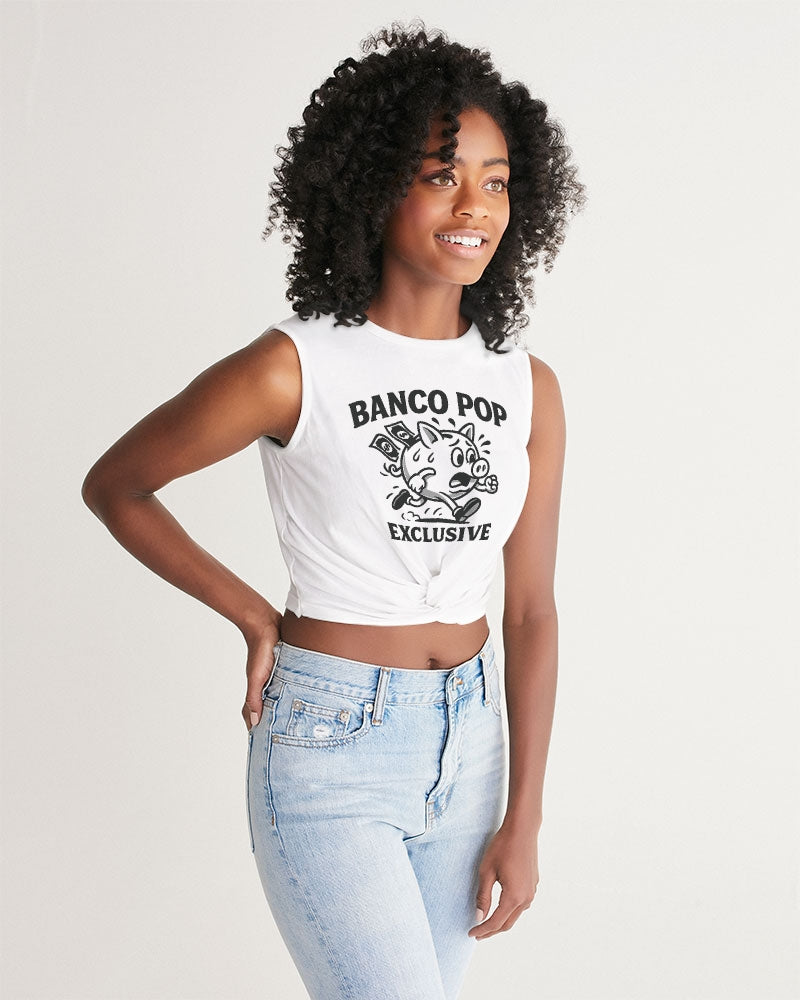 BPE Scared Money Logo Black 2D Women's  All-Over Print Twist-Front Tank