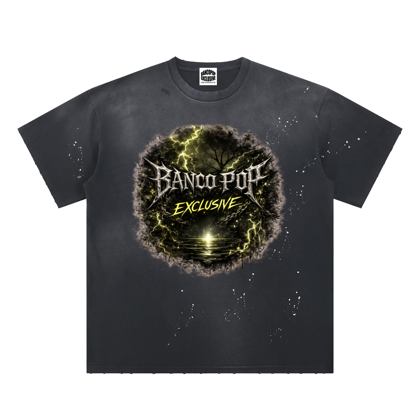 BPE Hand-Frayed Sunfade Paint Splatter T-Shirt