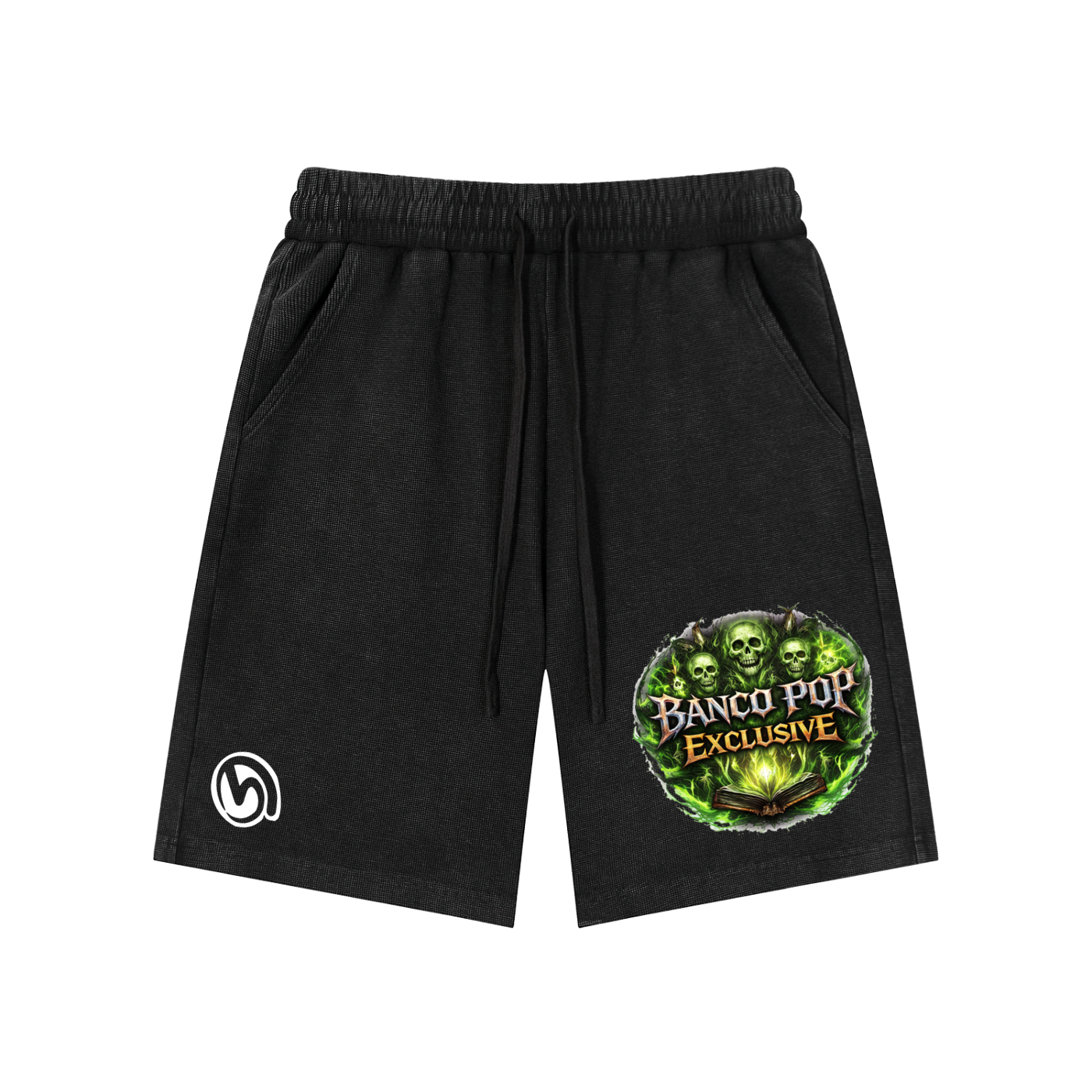 BPE Skull Mineral Wash Waffle Knit Shorts