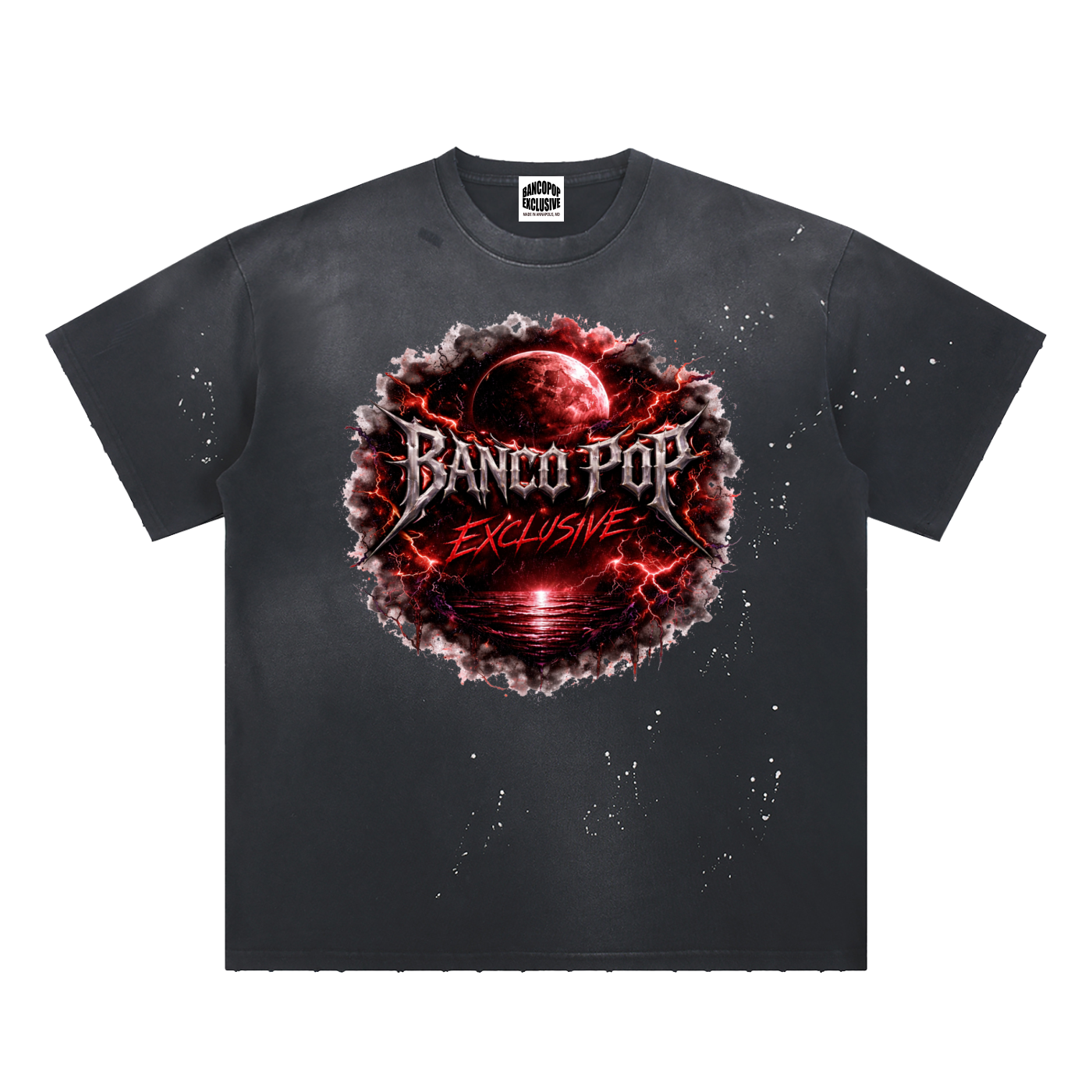 BPE Hand-Frayed Sunfade Paint Splatter T-Shirt