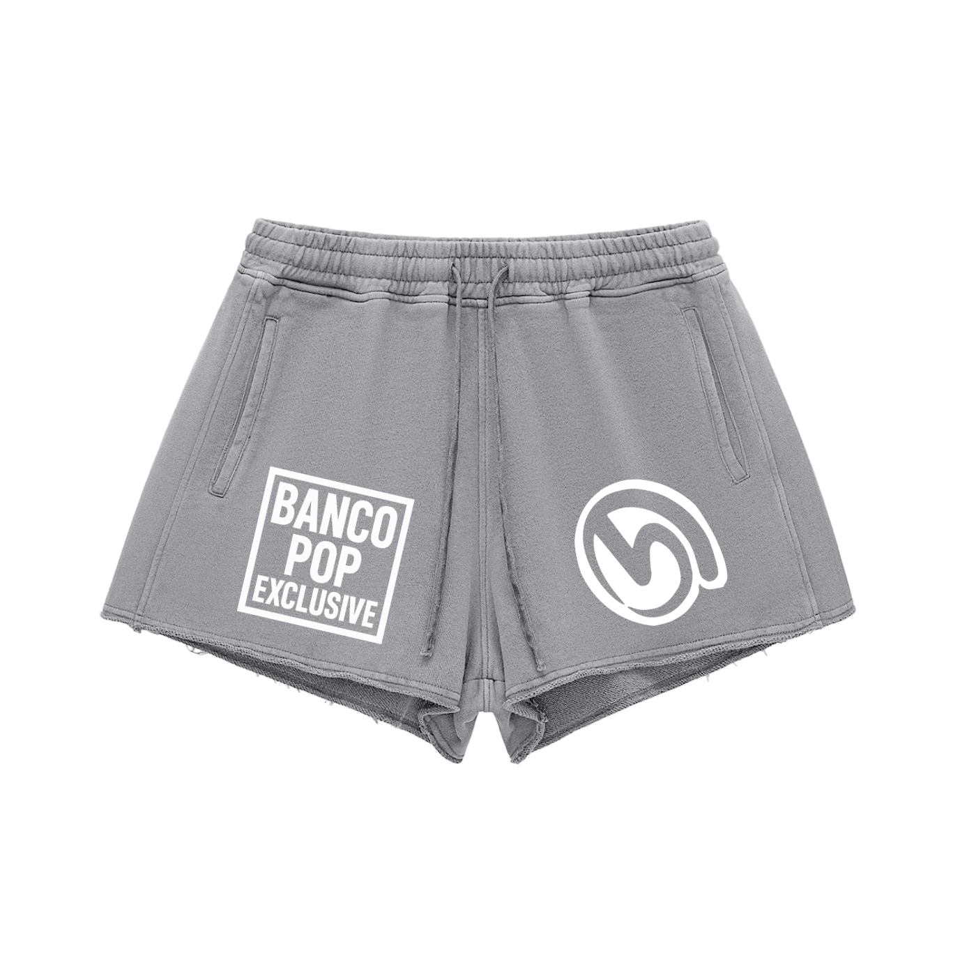 BPE Snow Washed Raw Edge Drawstring Shorts