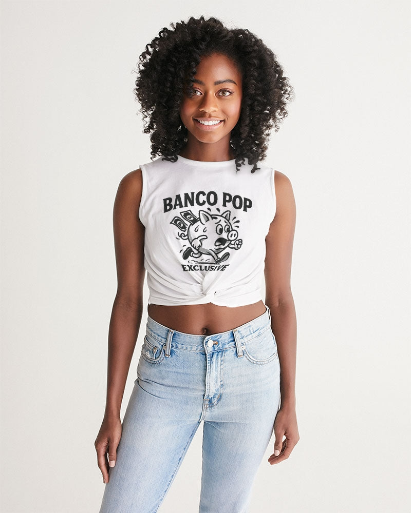 BPE Scared Money Logo Black 2D Women's  All-Over Print Twist-Front Tank