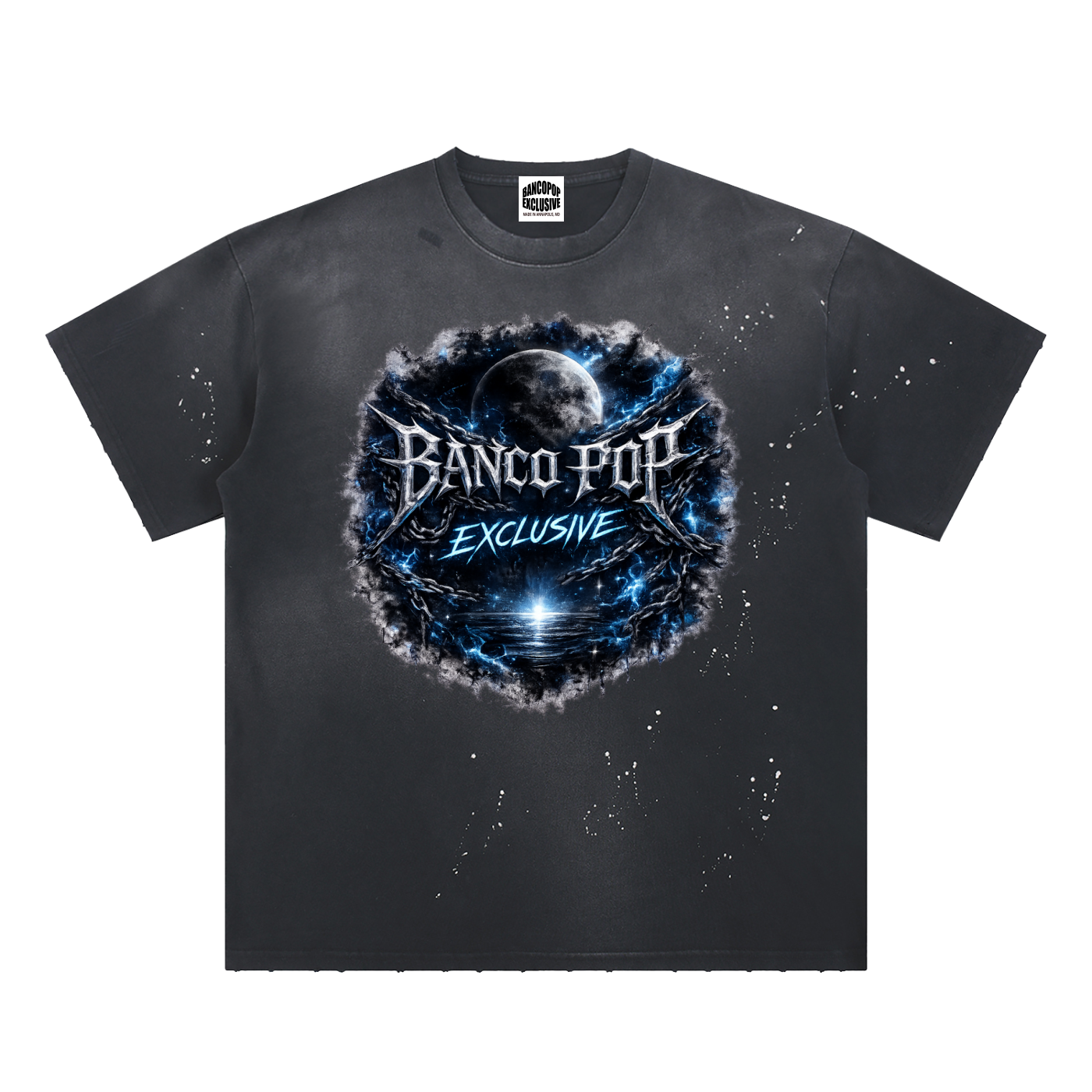 BPE Hand-Frayed Sunfade Paint Splatter T-Shirt